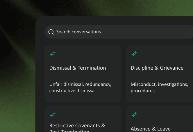 Search, manage, and return to employment cases across structured categories and workflows
